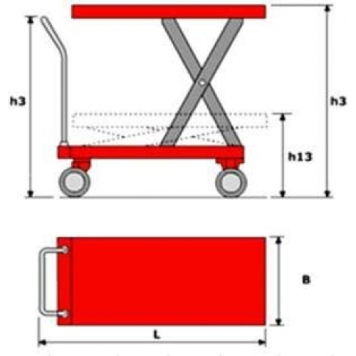 Стол подъемный передвижной 2000 кг 380-1000 мм (1200х610 мм) TOR PTD2000