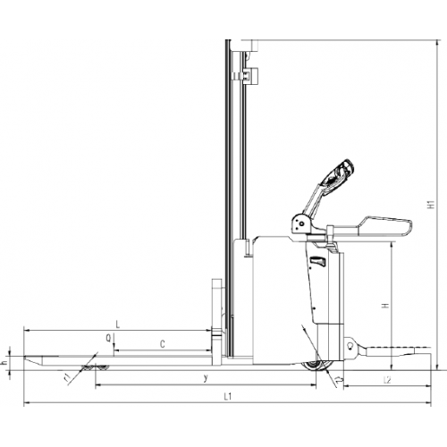Штабелер самоходный 2,0 т 5,5 м TOR ES20T4 Li-ion 24/200 В/Ач ЭУР, Curtis, H-мачта (с платформой)