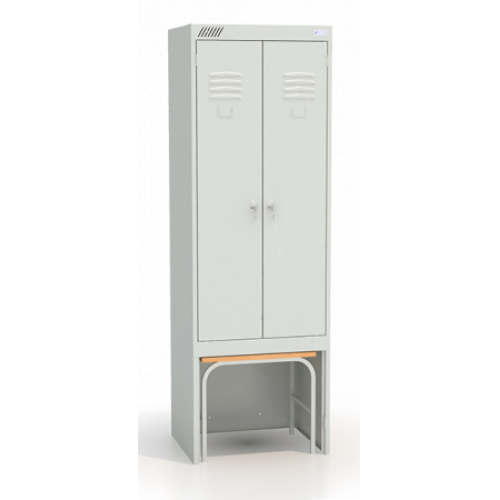 Металлический шкаф для одежды с нишей под выдвижную скамью ШРК-22-800 ВСК